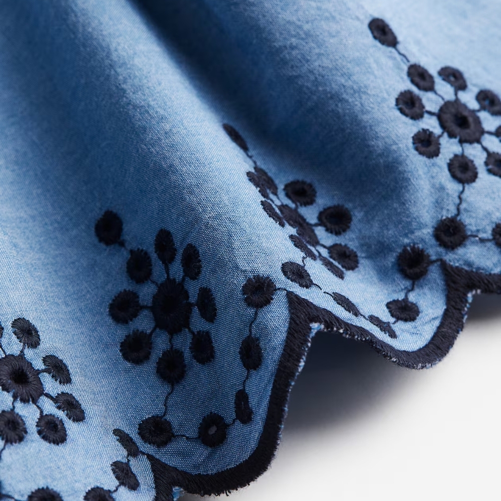 H&M | Blue Kids Dress with Scalloped Trim - Picture 7 of 7